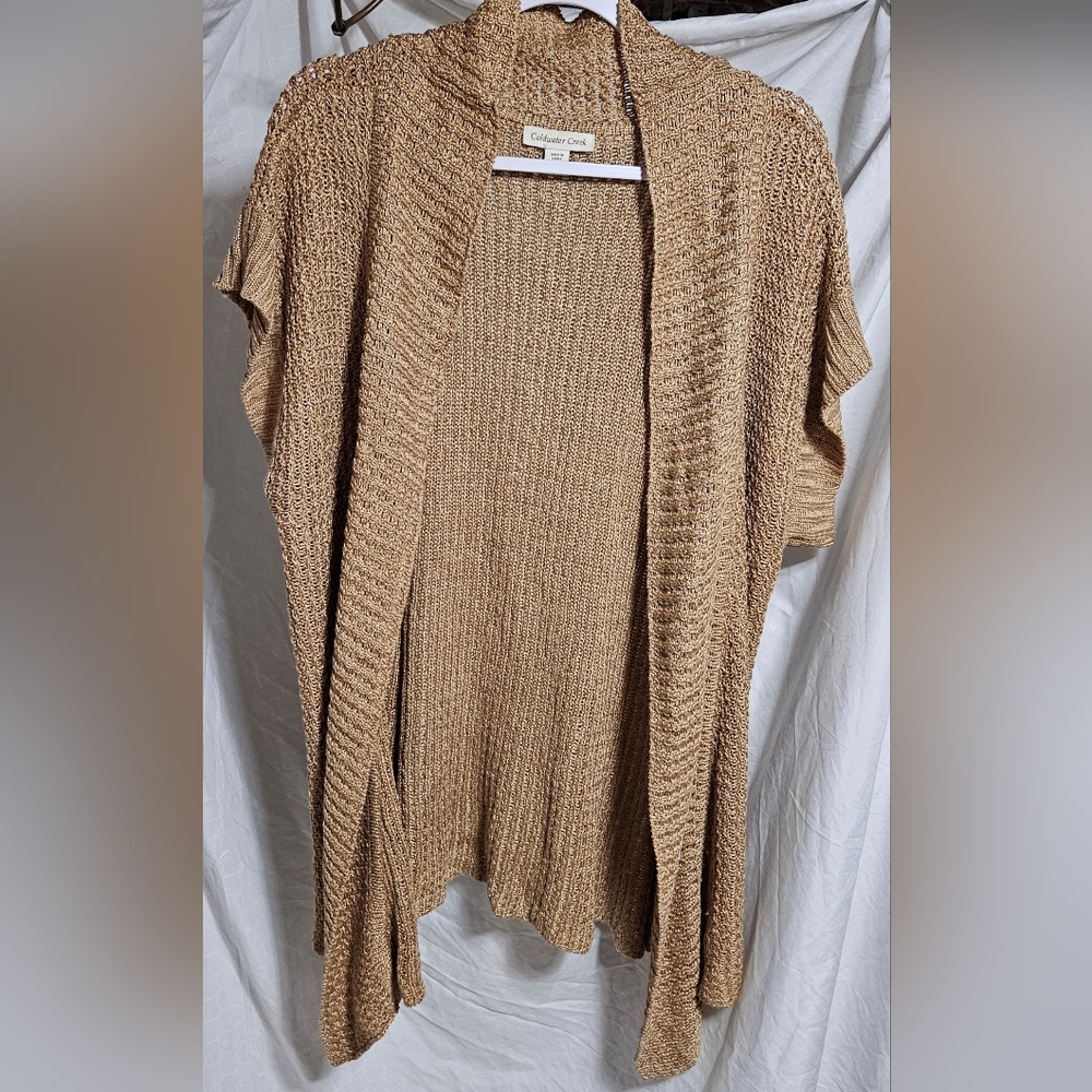 Coldwater Creek Tan Open-Front Knit Cardigan